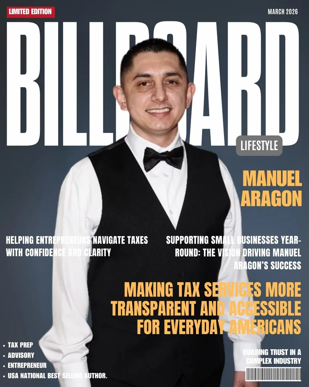 Billboard Lifestyle cover, March 2026: Manuel Aragon