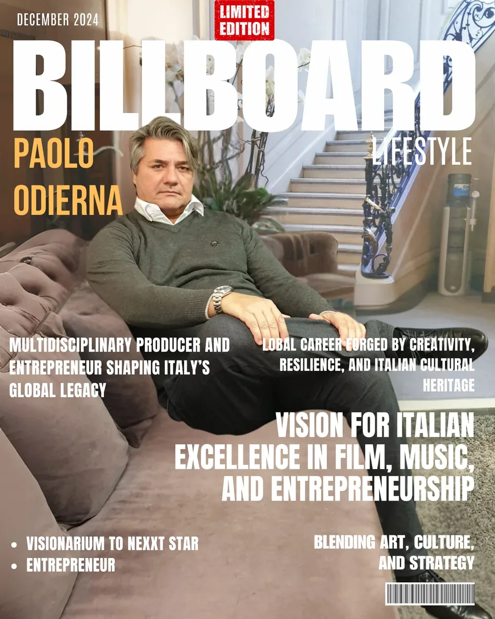 Billboard Lifestyle cover, December 2024: Paolo Odierna